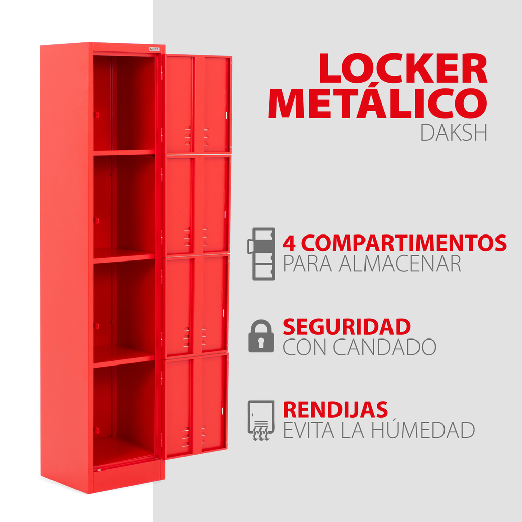 Locker 4 Puertas Guardex Casillero Metalico Escuela Oficina