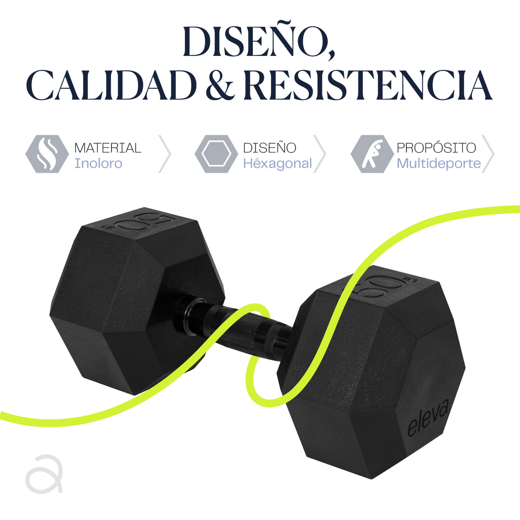 Mancuernas Hexagonales 50lbs 2pzs Set Eleva Premium Pvc Gym