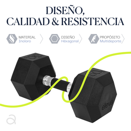 Mancuernas Hexagonales 50lbs 2pzs Set Eleva Premium Pvc Gym