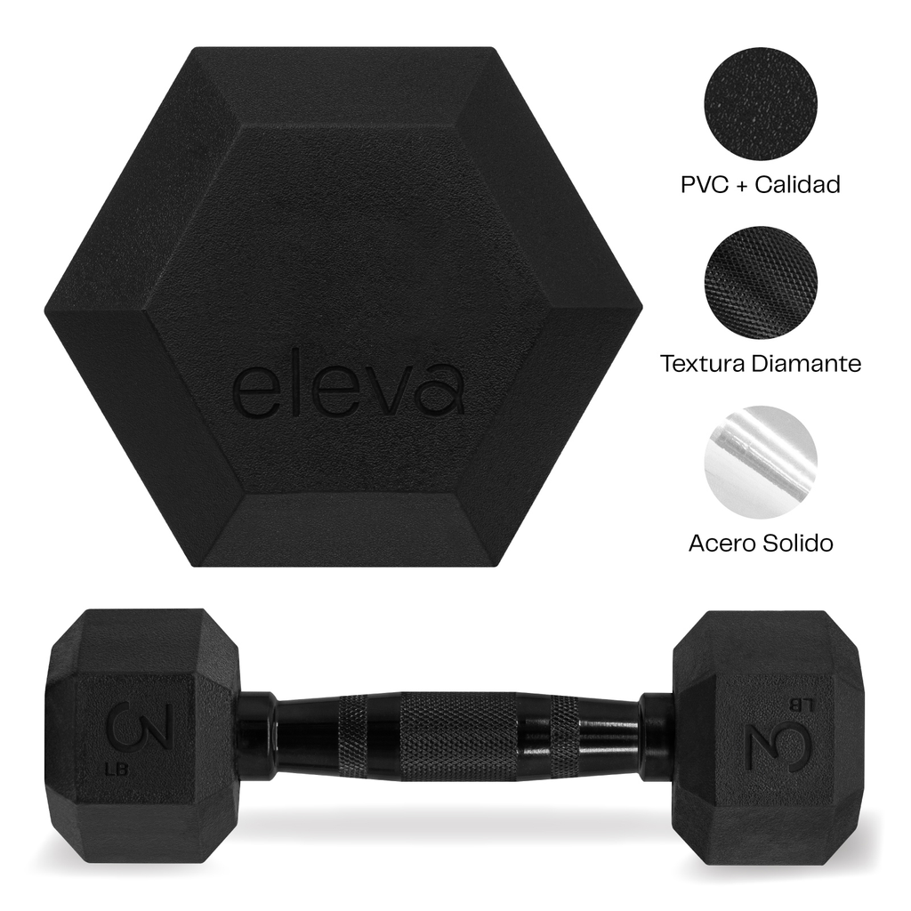 Mancuernas Hexagonales Set 3lbs Eleva Premium Gym Pvc 2pzs