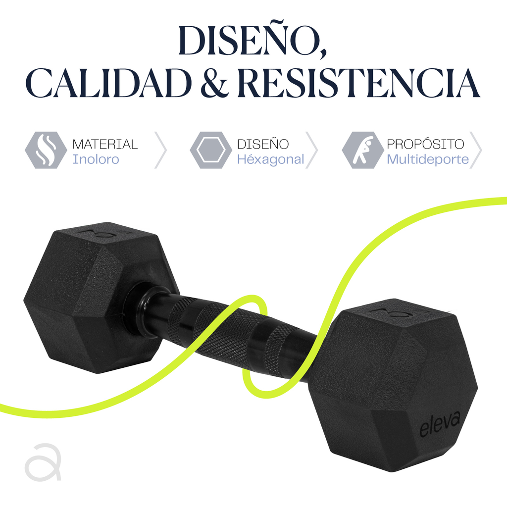 Mancuernas Hexagonales Set 3lbs Eleva Premium Gym Pvc 2pzs