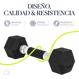 Mancuernas Hexagonales Set 3lbs Eleva Premium Gym Pvc 2pzs
