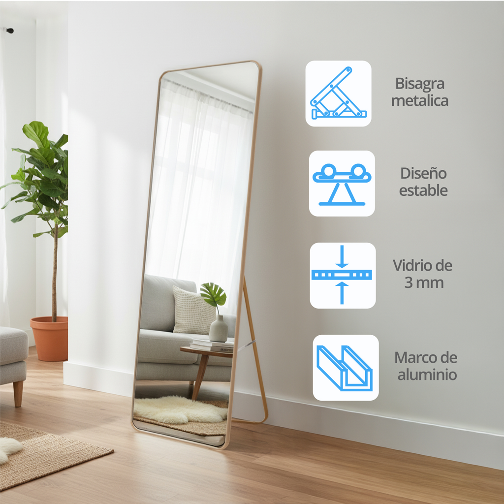 Espejo Cuerpo Completo Grande Onof Marco Rectangular Moderno