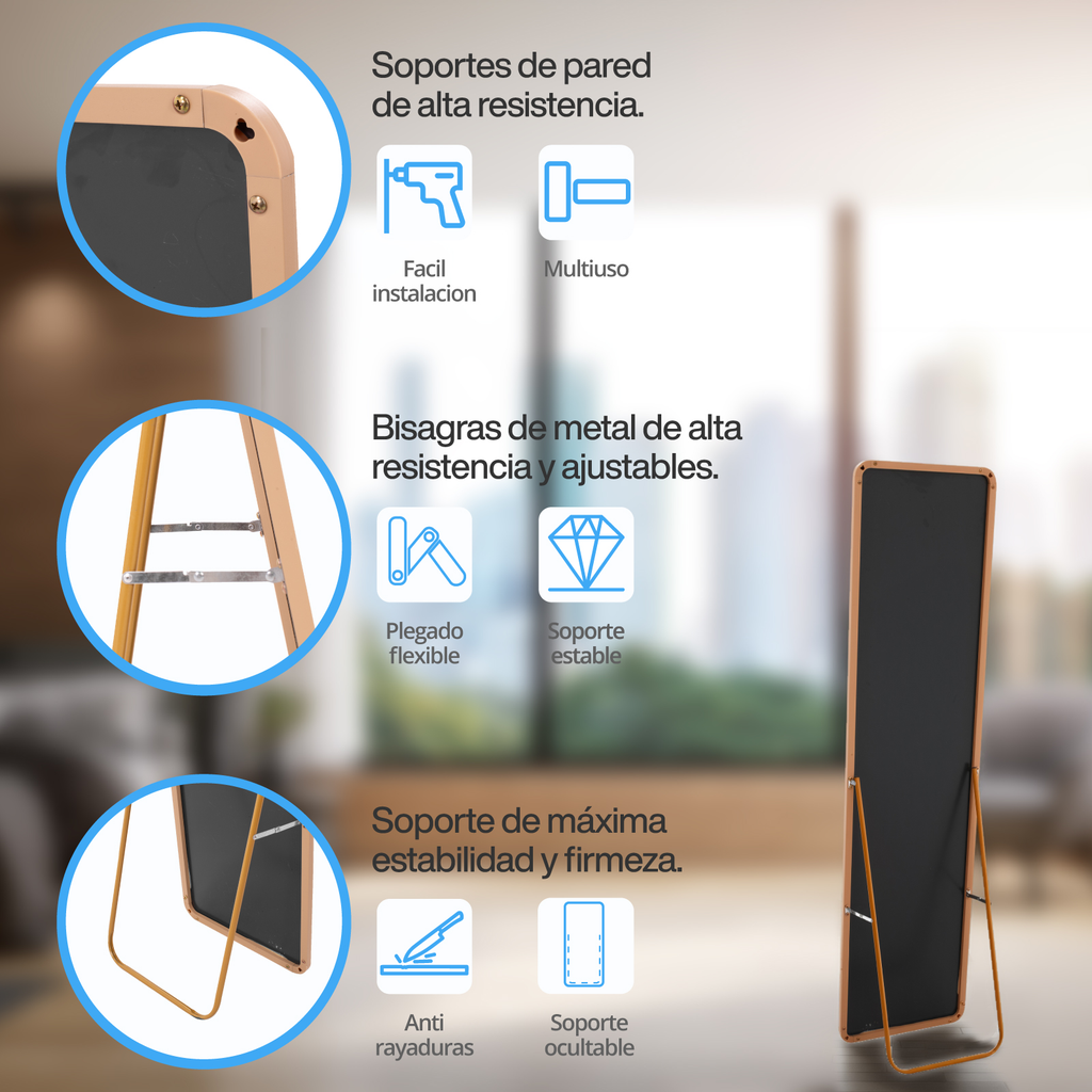 Espejo Cuerpo Completo Grande Onof Marco Rectangular Moderno