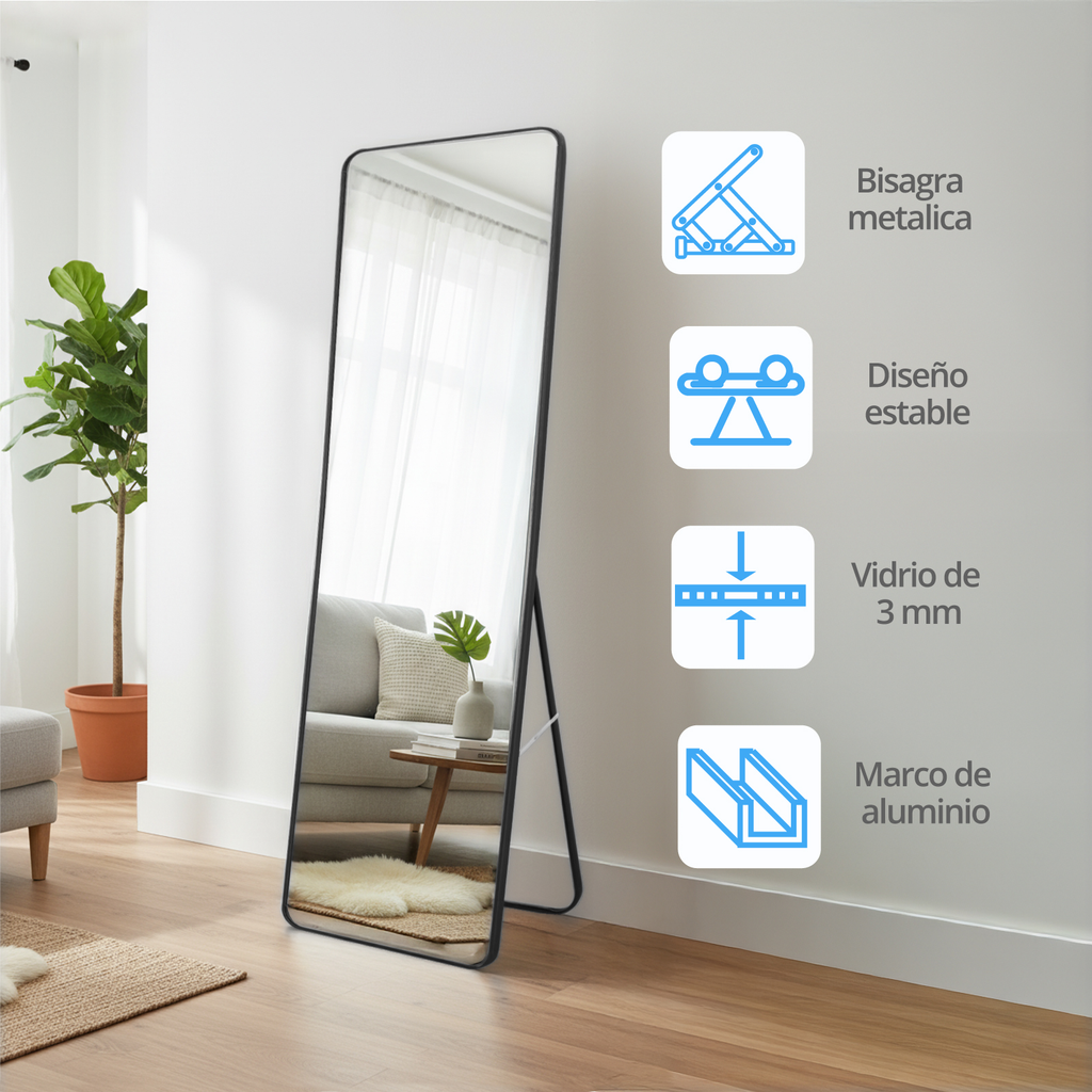 Espejo Cuerpo Completo Grande Onof Marco Rectangular Moderno