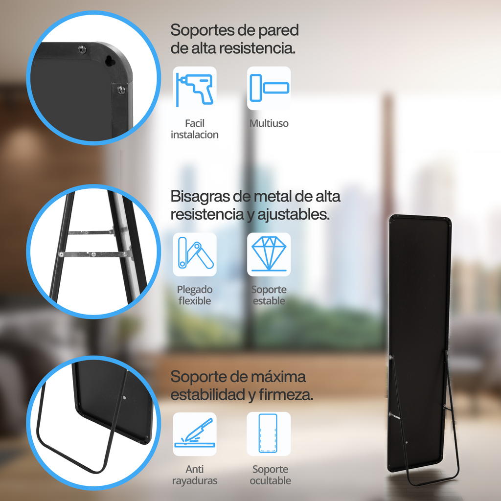 Espejo Cuerpo Completo Grande Onof Marco Rectangular Moderno