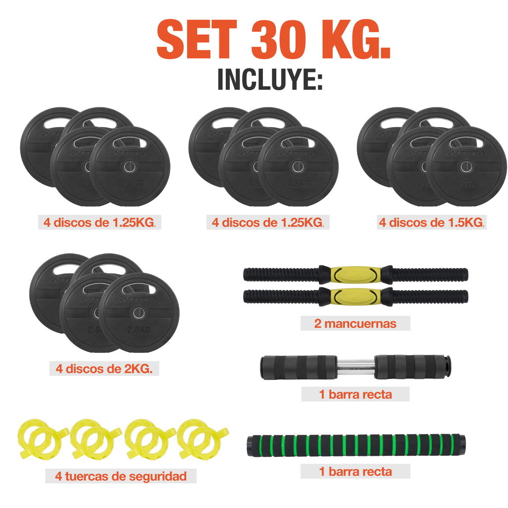 Set De Mancuernas Altera 30 Kg Para Ejercicio Gym Ajustables