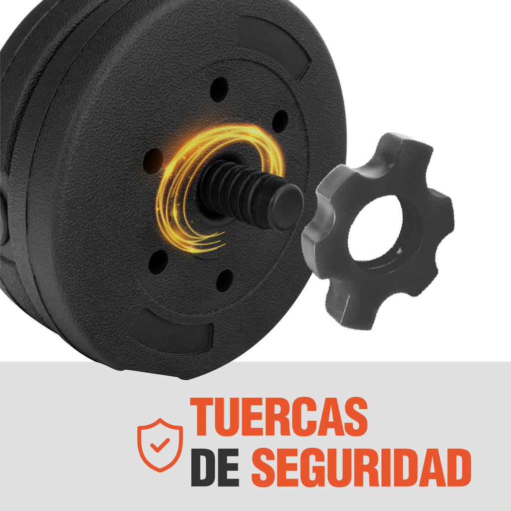 Set De Mancuernas Ajustables Barra Discos Pesas Ejercicio