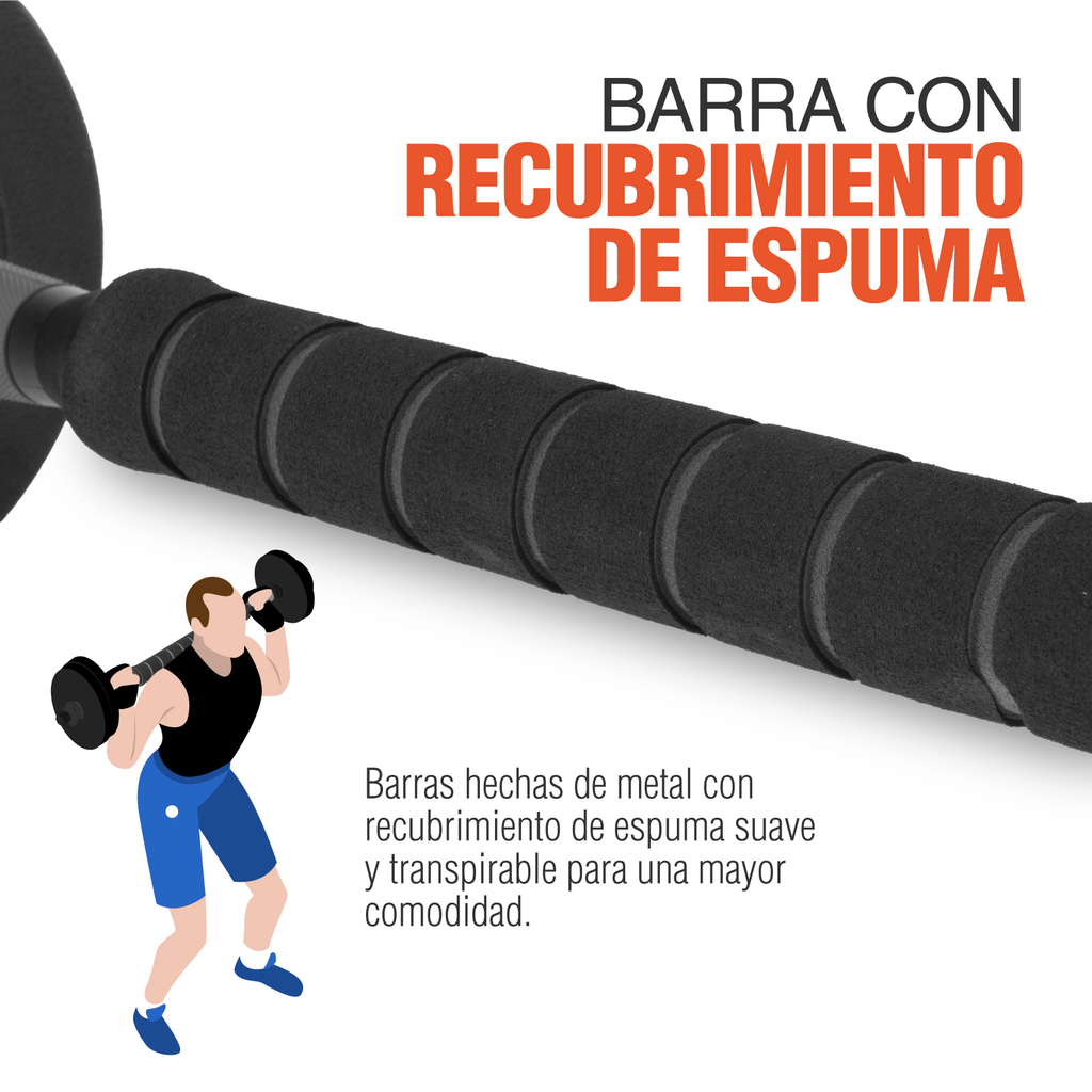 Set De Mancuernas Ajustables Barra Discos Pesas Ejercicio