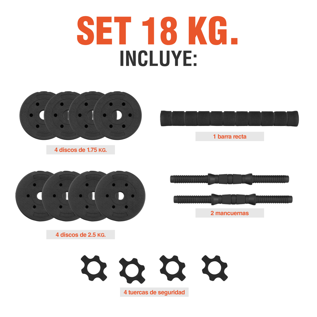 Set De Mancuernas Ajustables Barra Discos Pesas Ejercicio