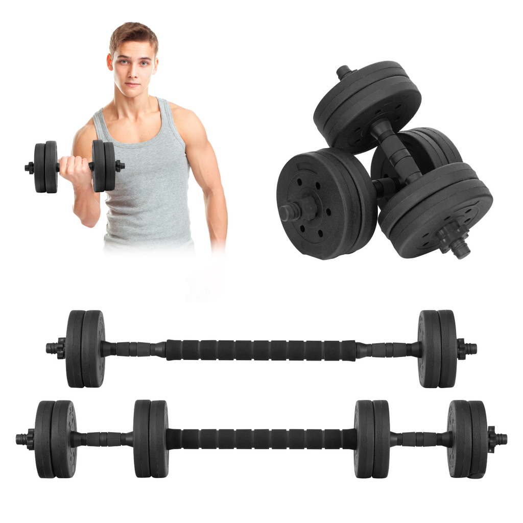 Set De Mancuernas Ajustables Barra Discos Pesas Ejercicio