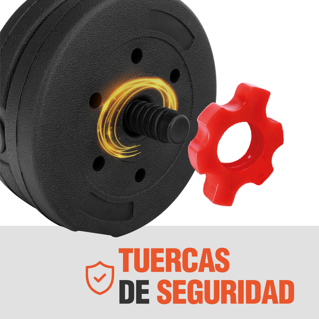 Set De Mancuernas Ajustables Barra Discos Pesas Ejercicio