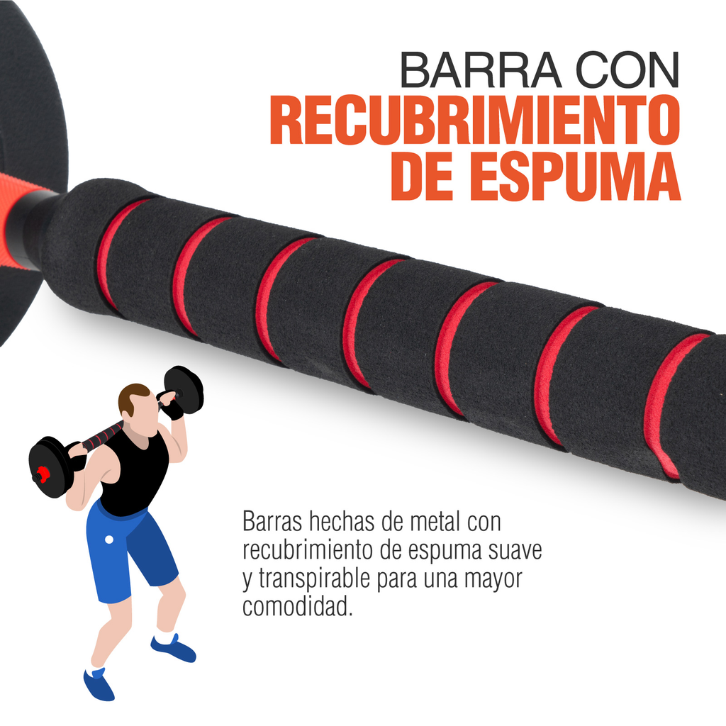 Set De Mancuernas Ajustables Barra Discos Pesas Ejercicio