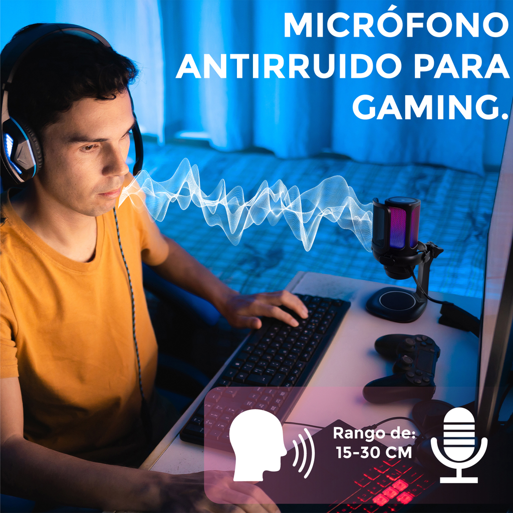 Micrófono Usb Condensador Gamer Podcast Grabacion Rgb Zonar