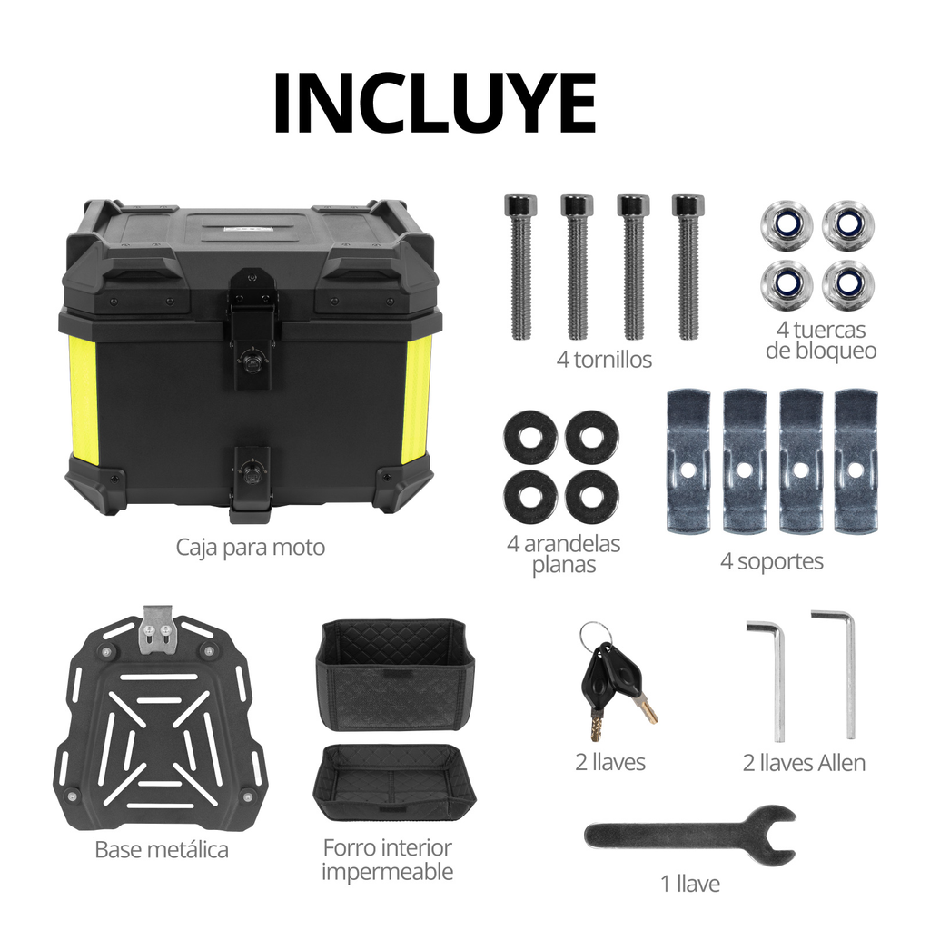 Caja Trasera Para Moto Onof Maletero 45l Abs Baul Resistente