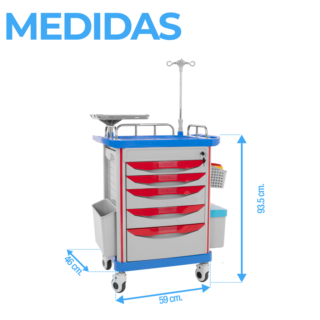 Carro Rojo De Emergencia Medica Onof Abs Con Accesorios