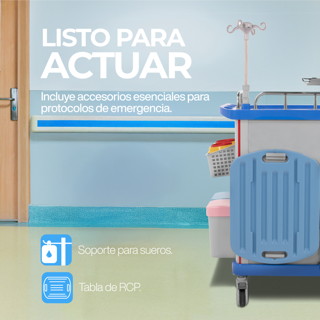 Carro Rojo De Emergencia Medica Onof Abs Con Accesorios