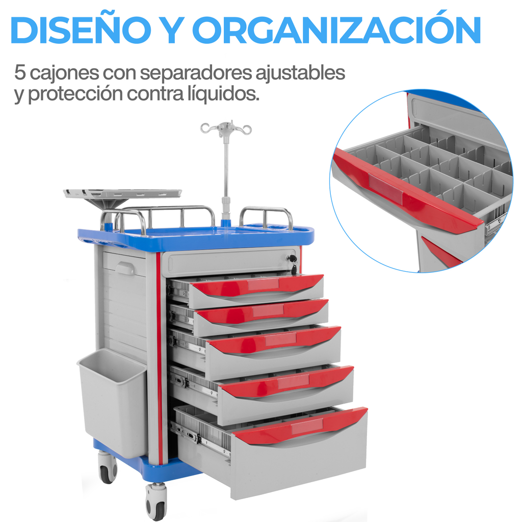 Carro Rojo De Emergencia Medica Onof Abs Con Accesorios