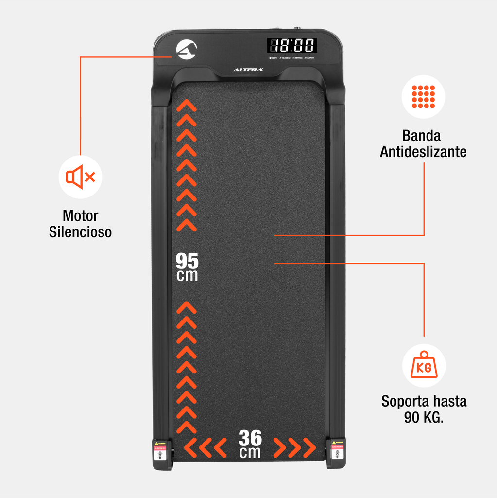 Altera HOMESTEP-2 Caminadora tipo cinta eléctrica motor 1.5 HP Negro