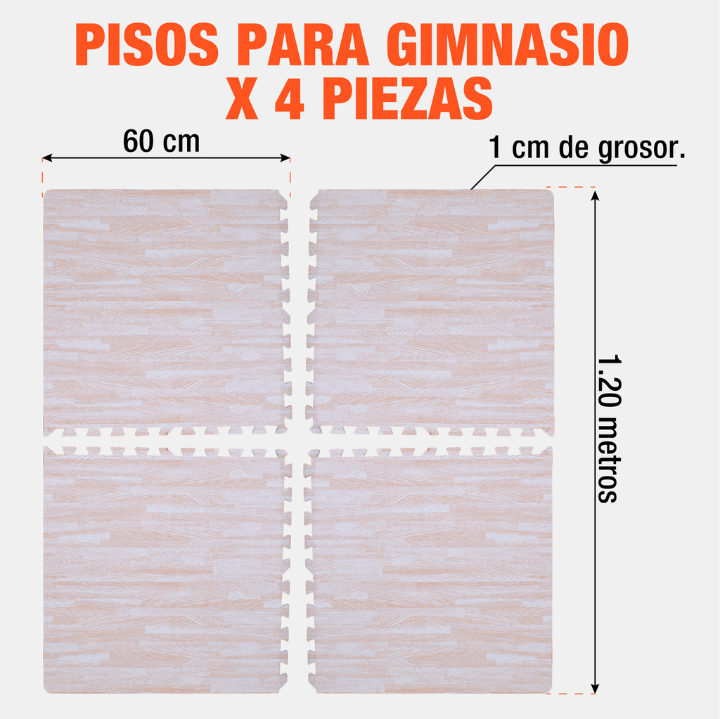 Piso Para Gimnasio Altera Tipo Madera Tatami 60x60 4pz