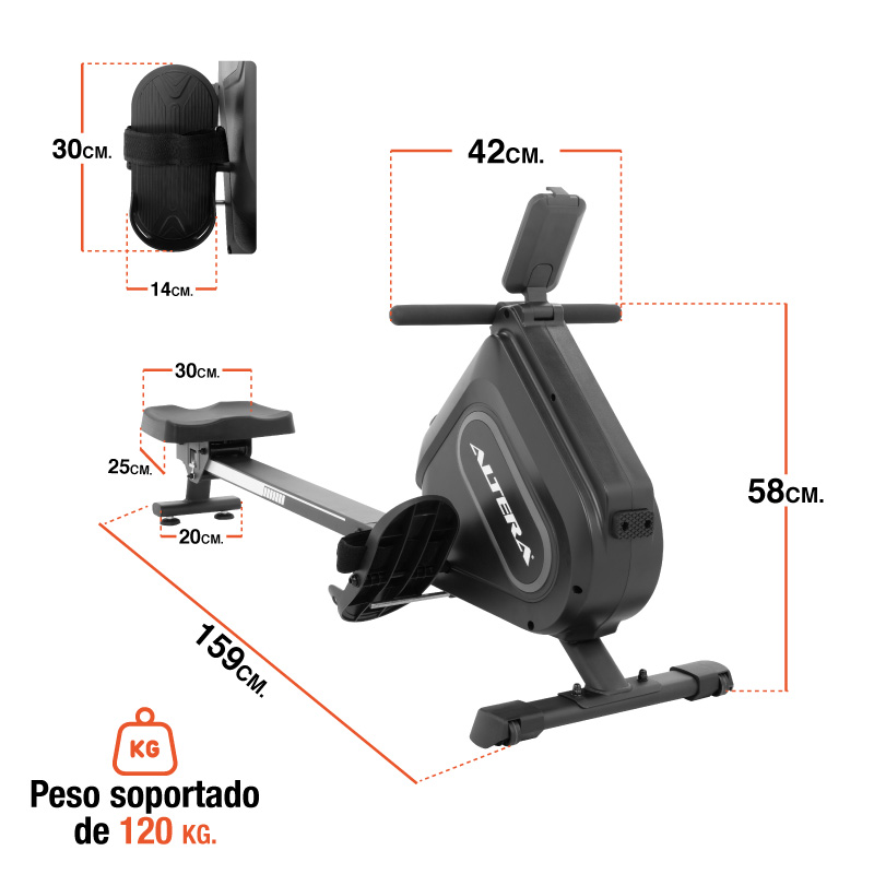Maquina De Remo Magnetica 16 Niveles Remadora Gym Altera