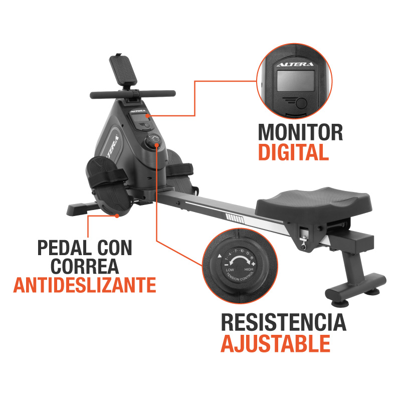 Maquina De Remo Magnetica 16 Niveles Remadora Gym Altera