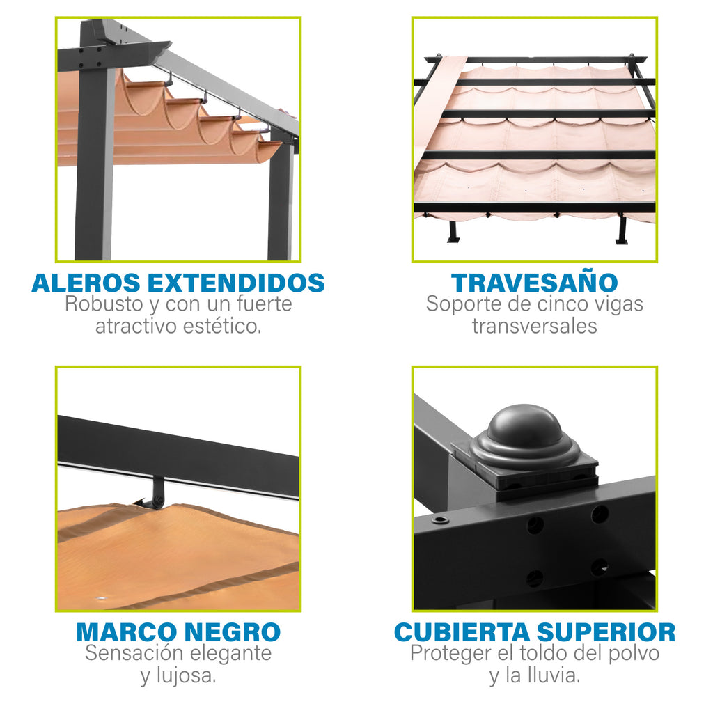 Toldo Pergola Onof Carpa Exterior Retractil Proteccion Uv