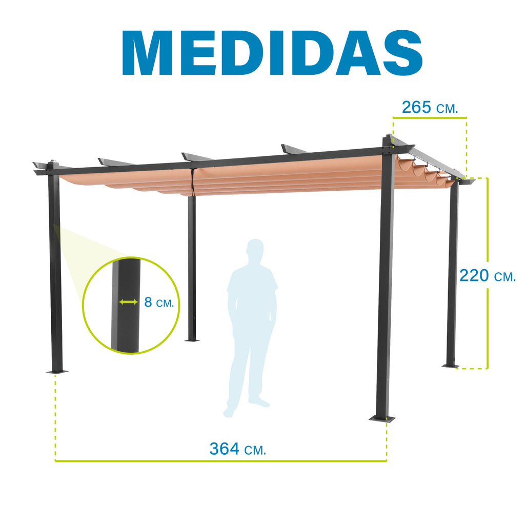Toldo Pergola Onof Carpa Exterior Retractil Proteccion Uv