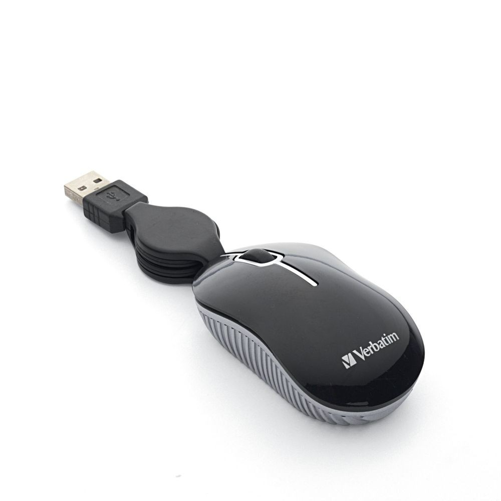 Verbatim 98113 Mouse ,Alámbrico, Usb Retráctil, Negro/Plata - ordena-com.myshopify.com