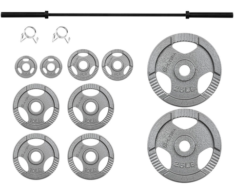 Kit Olímpico De Pesas Barra Recta, Discos   105 Lbs Combo No.15