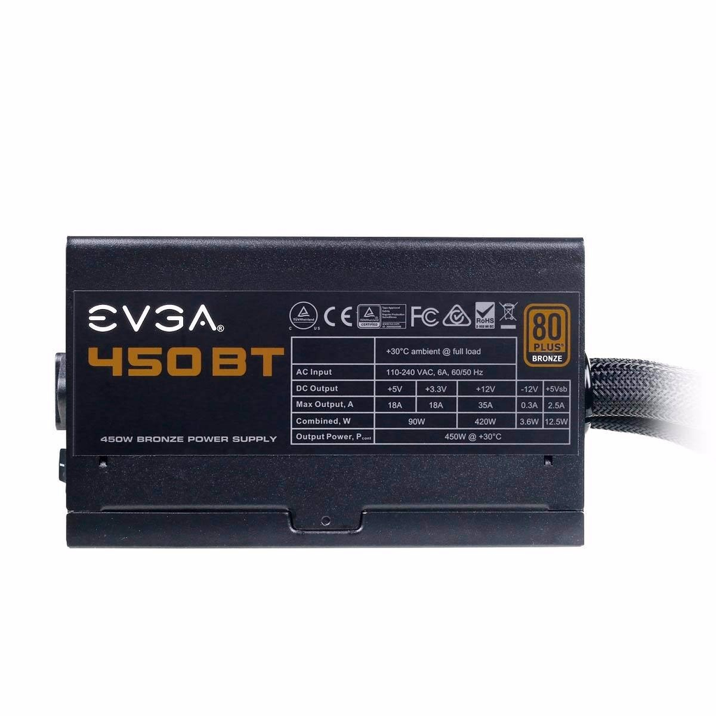 Fuente de Poder EVGA 450 BT 80 PLUS Bronze, 24-pin ATX