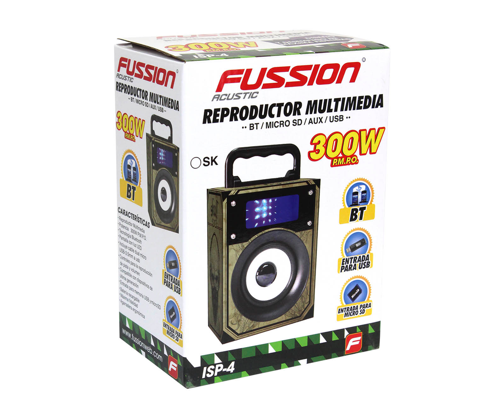 Fussion Isp 4 Da Bocina Portatil Multimedia Con Usb/Sd/Aux/Fm/Bt