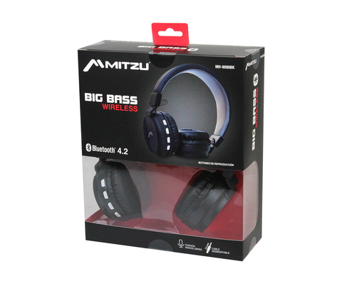 Mitzu Mh 9090 Bk Diadema Bluetooth Recargable/Cable Manos Lib