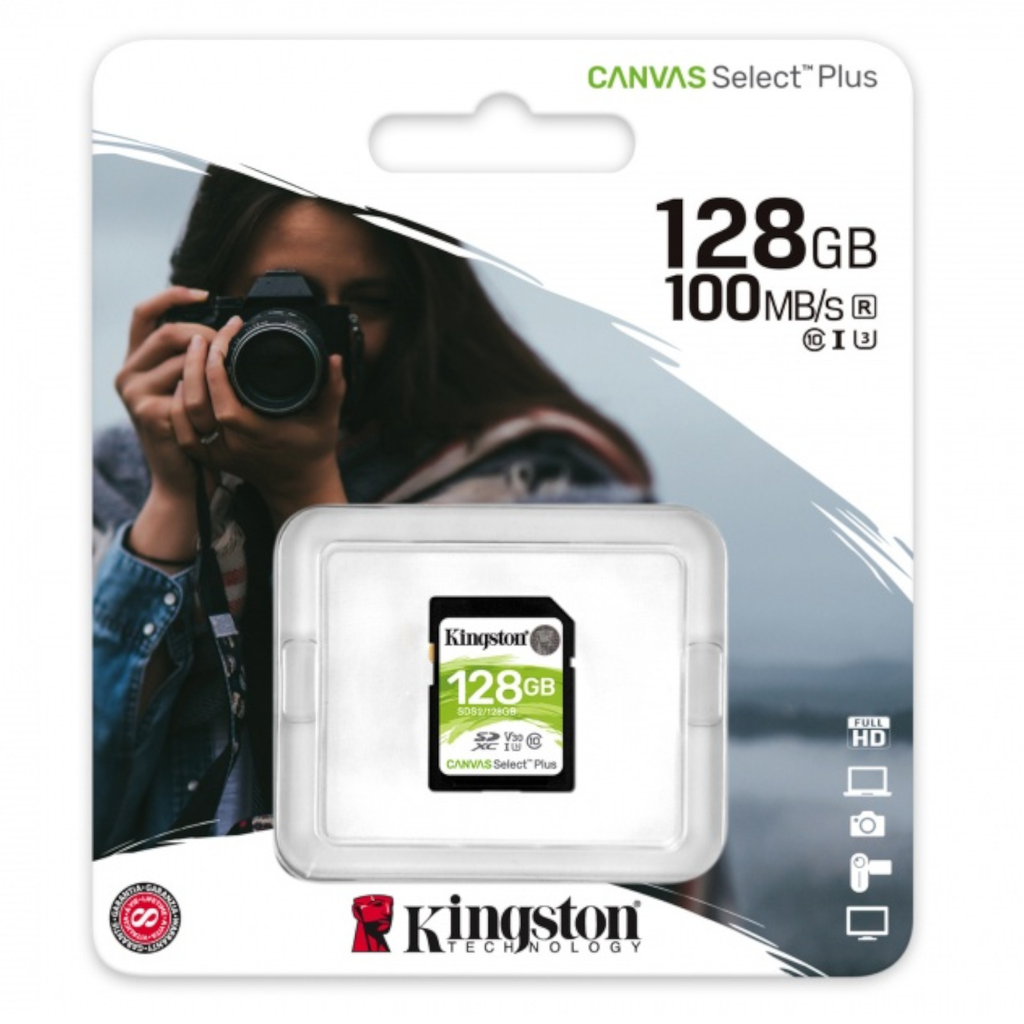 Kingston Sds2/128gb Memoria Sd Sdxc Canvas Select 100r Cl10 Uhs-I V30