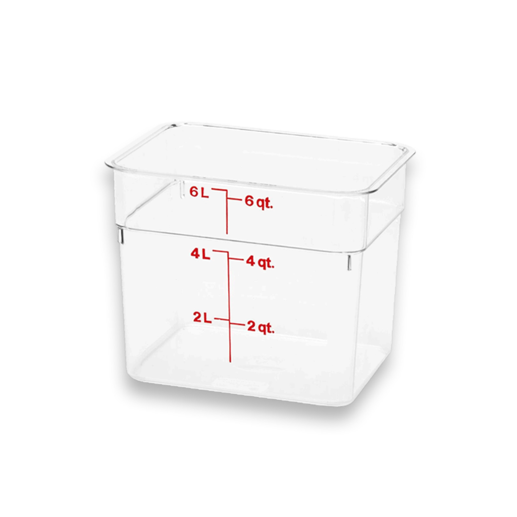 Recipiente De Policarboanto Graduado Cuadrado, 6 Qt, 24 Pzas