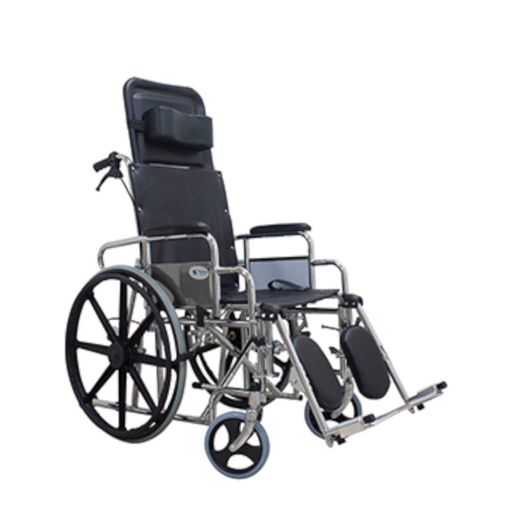 Silla de ruedas reclinable cromada