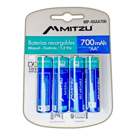 MITZU MP-4XAA700 Bateria Recargable 700mAh 4 piezas