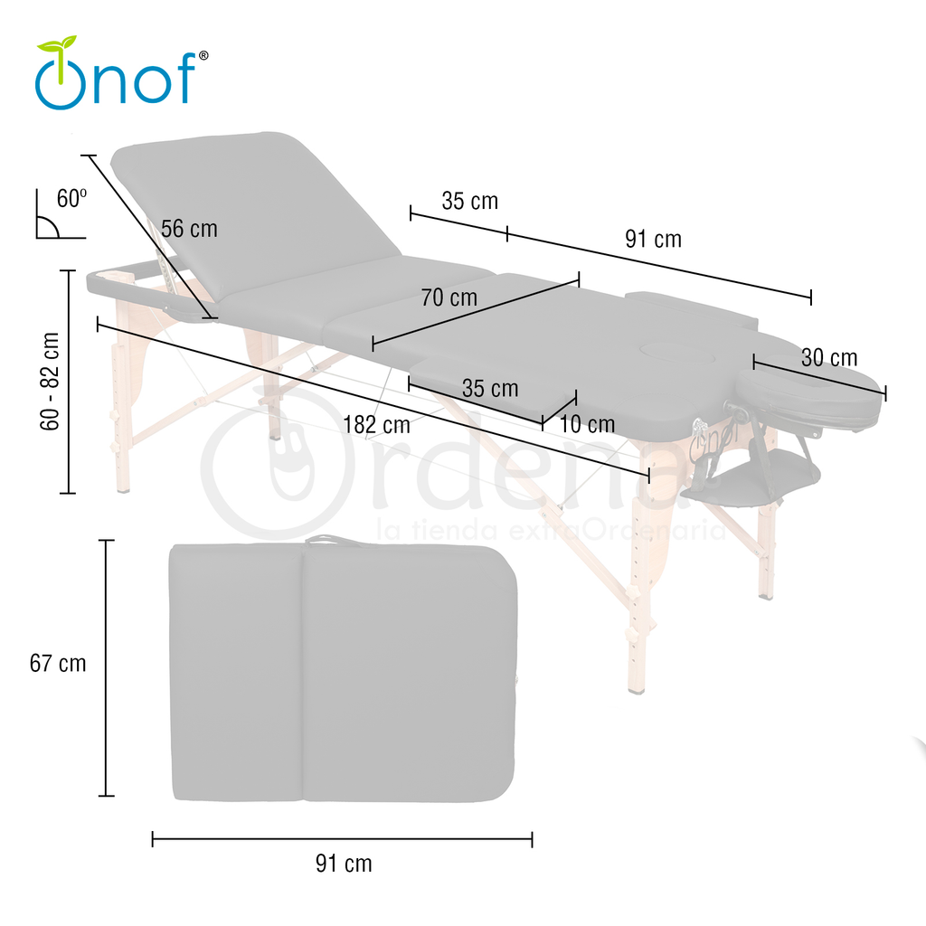 Kit Onof Cuad 001 Y Bolster Half Cama De Masaje Con Bolster Y Half Bolster Negro