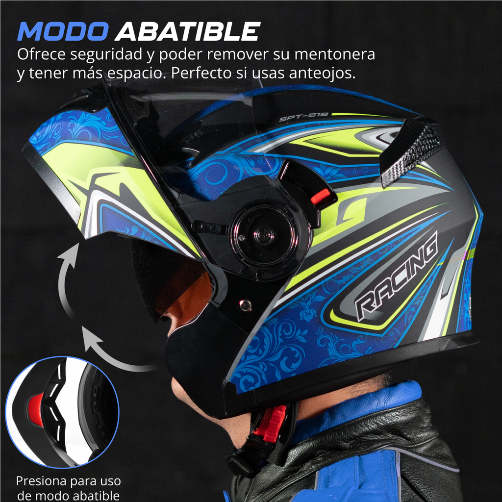 Casco Para Moto Mujer Hombre Abatible Deportivo Certificado