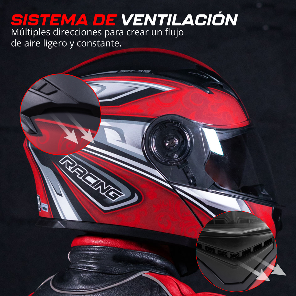 Casco Para Moto Mujer Hombre Abatible Deportivo Certificado