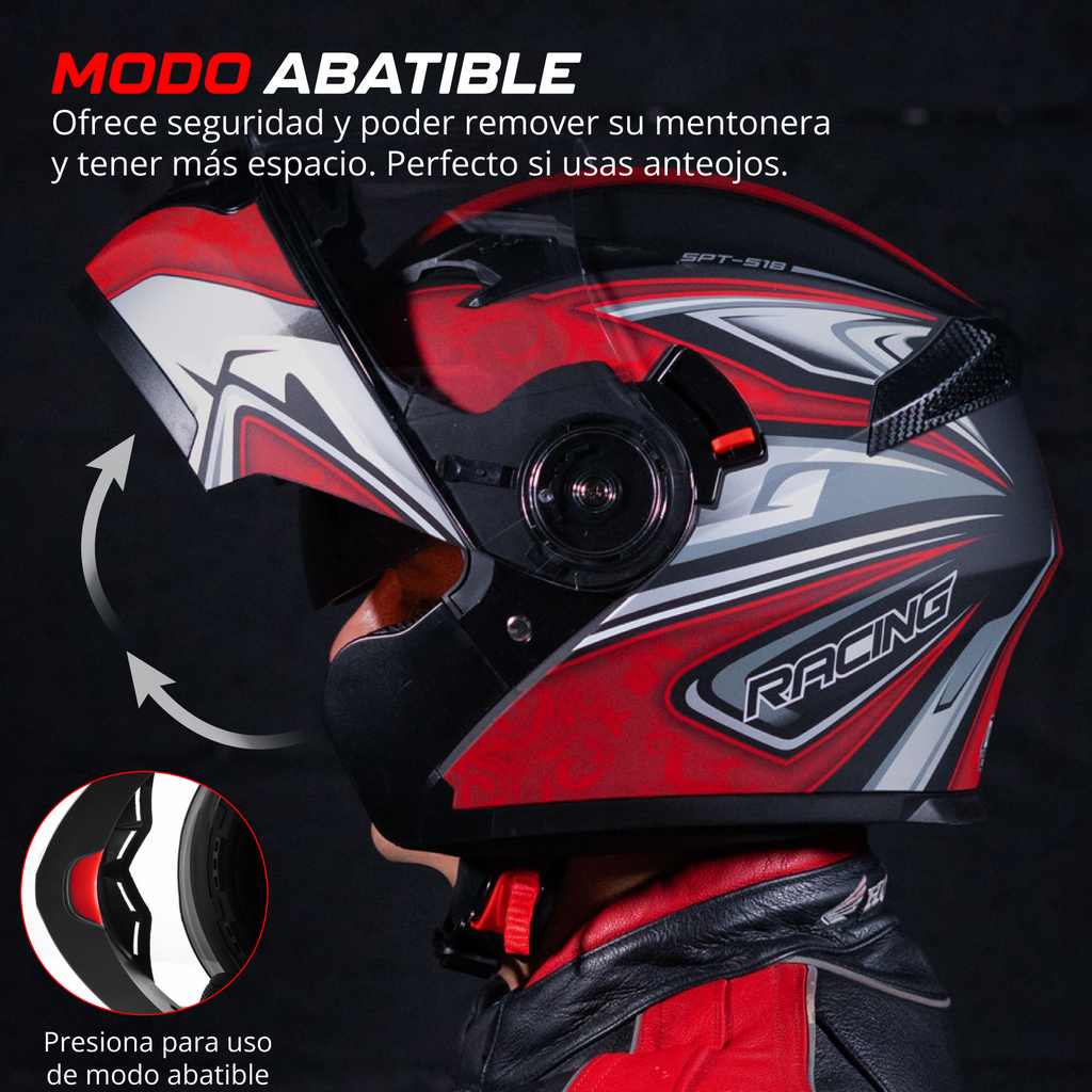 Casco Para Moto Mujer Hombre Abatible Deportivo Certificado