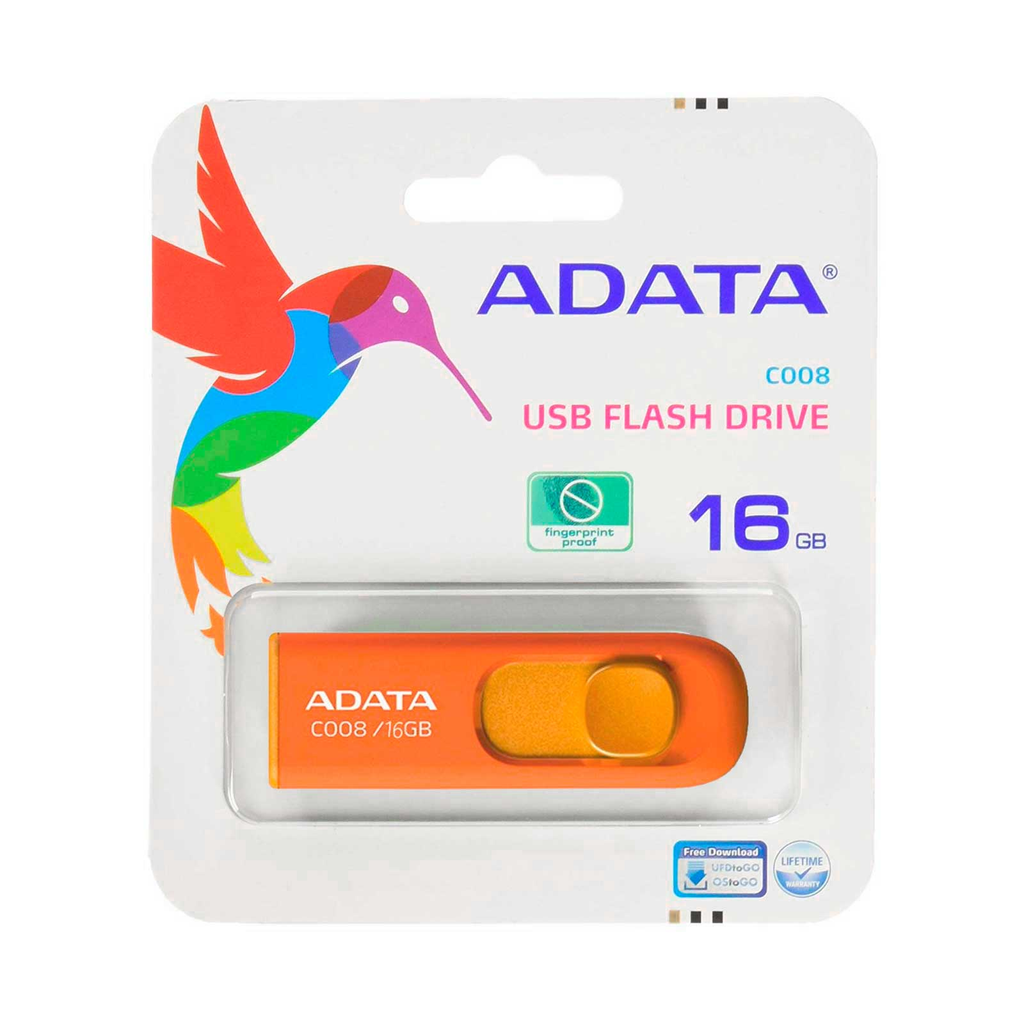 Memoria Usb Adata C008 Retráctil 16gb Naranja - ordena-com.myshopify.com