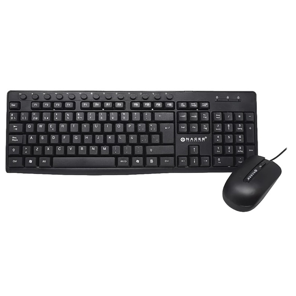 Kit de Teclado y Mouse Naceb NA-112N, Alámbrico, USB, Negro