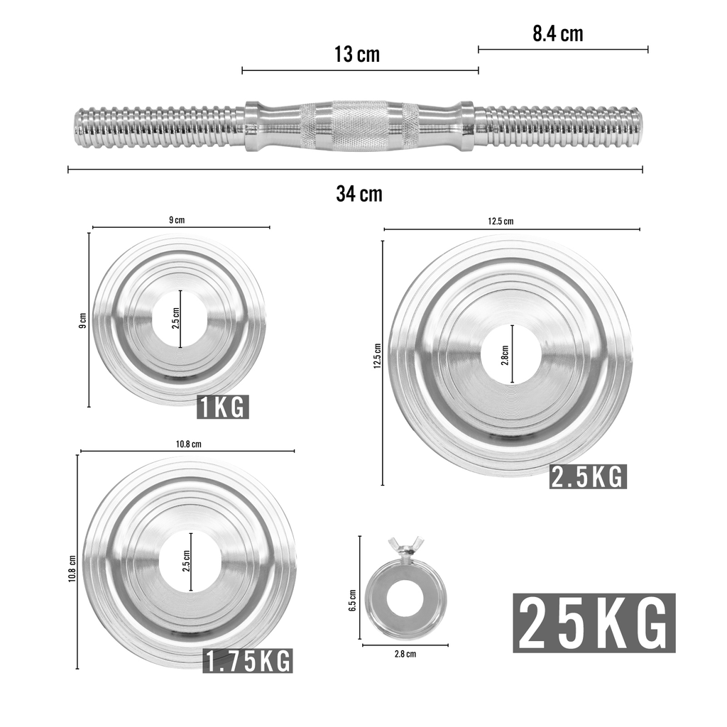 Juego De Mancuernas Ajustables Altera 25 Kgs Con Maletin