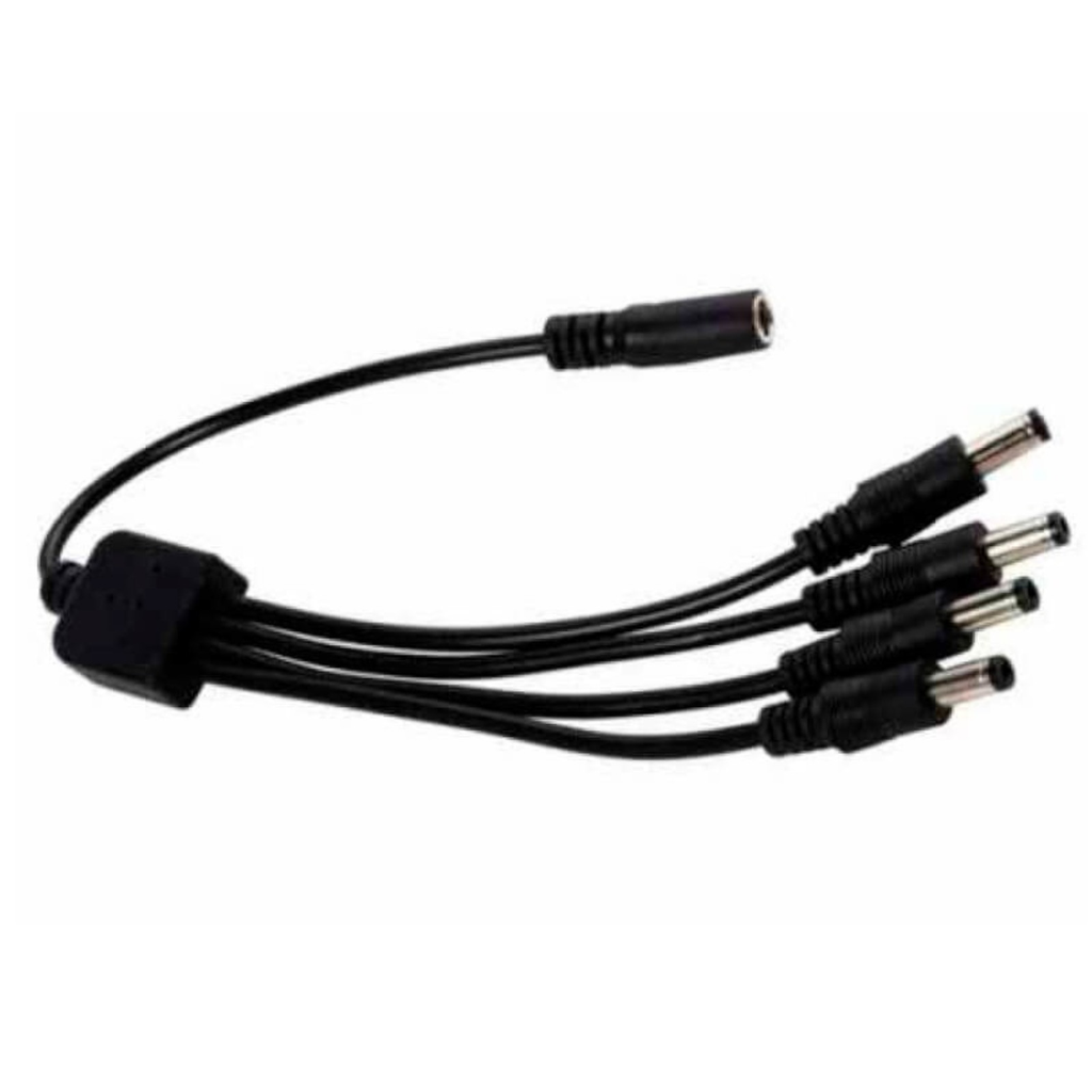 Qian Qay-60304 Cable Tipo Pulpo, 4 Conect Macho,1 Hembra, 2.1mm P/Cctv