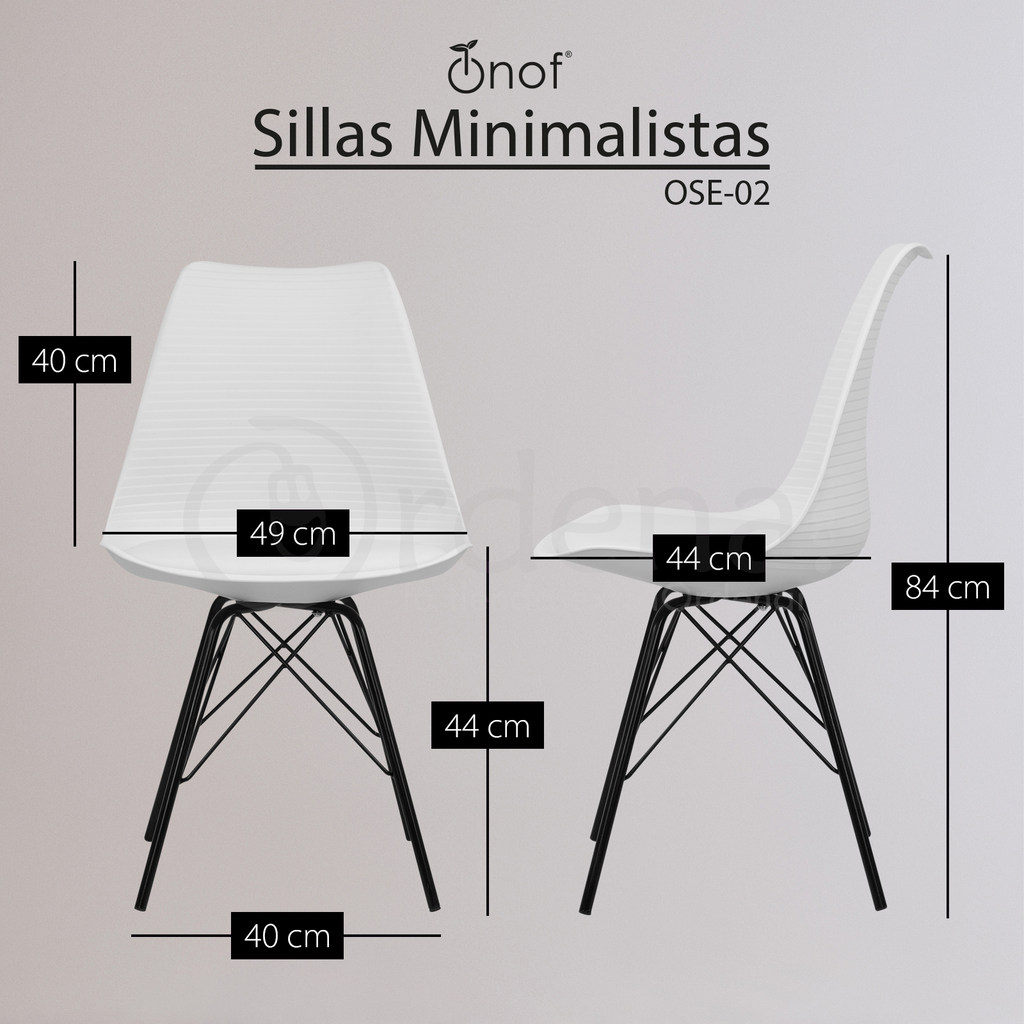 Silla Minimalista Moderna Tipo Eames Estructura Metalica 2pz