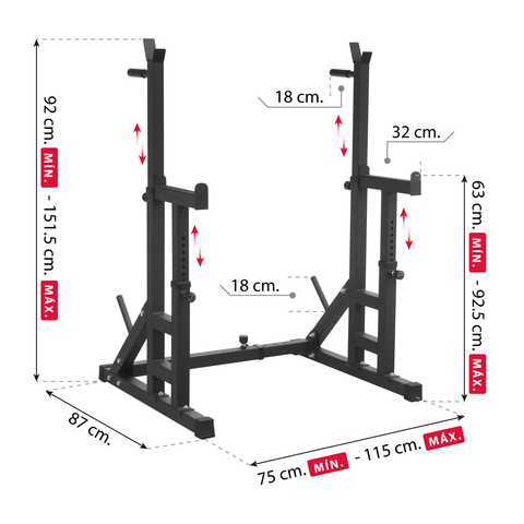 Rack Sentadilla Set Banco Pesas GYM Barra Olimpica Altera