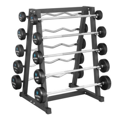  Estante de almacenamiento de pesas de madera, soporte  horizontal para barra olímpica, soporte de barra vertical para gimnasio, soportes  para barra de pesas, capacidad para 3 barras de pesas, 1 par 