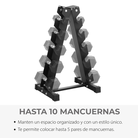 Rack De Mancuernas Altera 5 Pares Hexagonales 10 A 30 Lbs