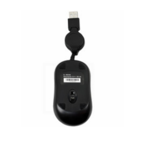 Mini Mouse Óptico Easy Line cable retráctil USB. Color Negro